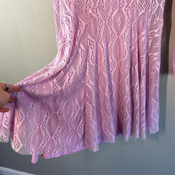 NWT Free People Coquette Mock Neck Long Sleeve Wisteria Lace Dress Size Large - Picture 14 of 16